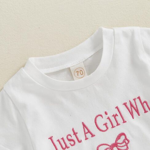 Toddler Baby Girl Summer Clothes IM Liter Ally JUST A Girl Letter Short Sleeve T Shirt Top Cute Infant Outfit in Saudi Arabia
