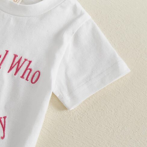 Toddler Baby Girl Summer Clothes IM Liter Ally JUST A Girl Letter Short Sleeve T Shirt Top Cute Infant Outfit in Saudi Arabia