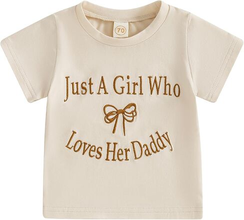 Toddler Baby Girl Summer Clothes IM Liter Ally JUST A Girl Letter Short Sleeve T Shirt Top Cute Infant Outfit in Saudi Arabia