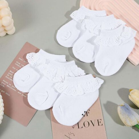 3 أزواج طفلة جوارب الدانتيل 0-6 أشهر جوارب الكشكش حديثي الولادة العيينة الأميرة جوارب جوارب تقليم وجوارب الطفل الدانتيل لفتاة الكاحل جورب القطن لطفل طفل جديد in Kuwait