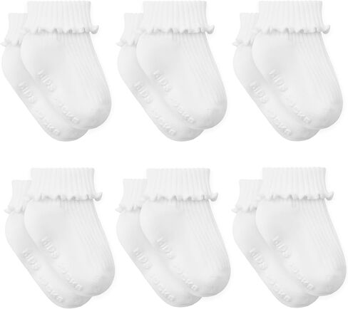 Zando Baby Girl Socks Toddler Ruffle Socks Infant Nevant Cotton Non Slip Scips with Grips Frilly Dress Socks for Girls in Kuwait