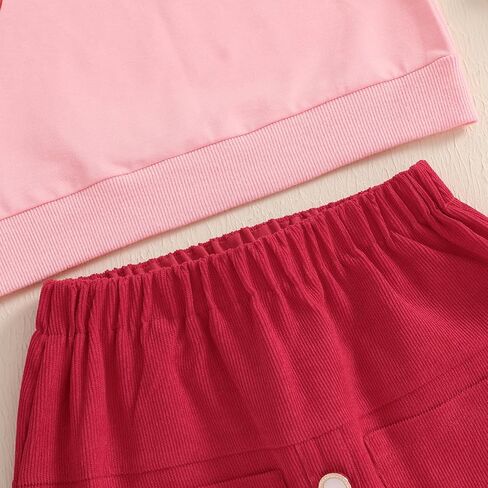 Toddler Girl Valentines Day Outfits Letter Heart Print T-Shirt A-Line Mini Skirts Dress Girls Valentine's Day Dresses in Kuwait