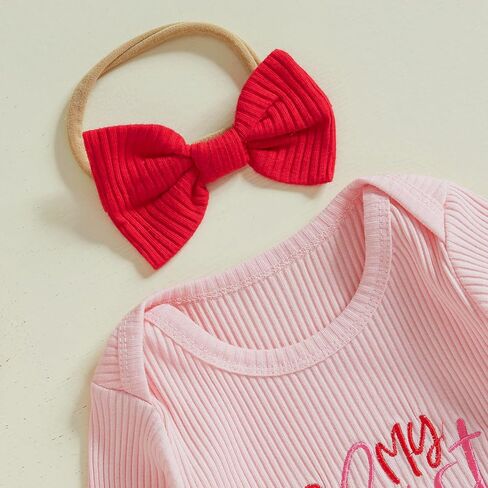 Karuedoo First Valentines Day Baby Girl Outfit Newborn Long Sleeve Romper + Tutu Skirt + Leg Warmer + Beadband 4pcs مجموعات in Kuwait
