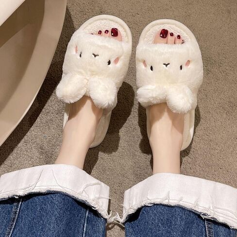 لطيف أرنب مفتوح أخمص القدمين الأرنب دافئ الشتاء ارتداء ناعم أفخم الراحة الاشياء slippers دافئ ناعم المنزل أحذية المنزل الداخلي in Kuwait