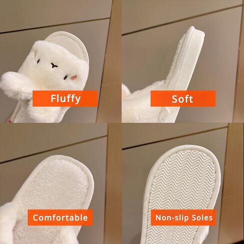 لطيف أرنب مفتوح أخمص القدمين الأرنب دافئ الشتاء ارتداء ناعم أفخم الراحة الاشياء slippers دافئ ناعم المنزل أحذية المنزل الداخلي in Kuwait