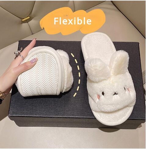 لطيف أرنب مفتوح أخمص القدمين الأرنب دافئ الشتاء ارتداء ناعم أفخم الراحة الاشياء slippers دافئ ناعم المنزل أحذية المنزل الداخلي in Kuwait