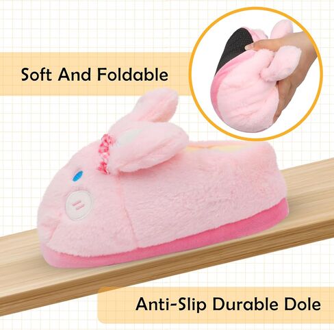 Women Animal Bunny Slippers Cute Plush House Shoes Warm Novelty Cartoon Slippers Gifts for Birthday Christmas in Saudi Arabia