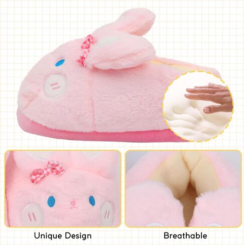 Women Animal Bunny Slippers Cute Plush House Shoes Warm Novelty Cartoon Slippers Gifts for Birthday Christmas in Saudi Arabia