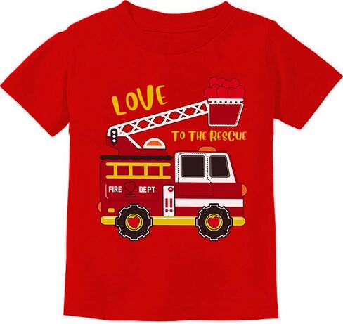 Kids Valentine's Day Red Tee Toddler Boy Girl Love Heart T-Shirt 2-7 Years in Saudi Arabia