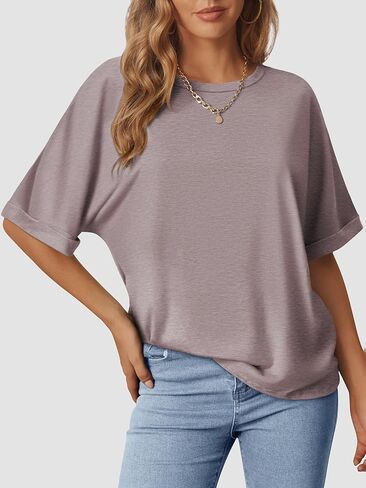 Women's Oversized T Shirts Short Sleeve Crewneck Summer Tops Casual Loose Basic Tee Shirts 2025 Trendy Clothes in Saudi Arabia