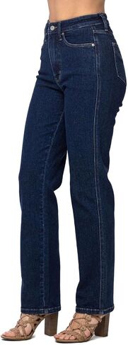 Judy Blue Women's High-Rise Tummy Control Destroyed Knee Straight Jeans - 88785 (Medium Blue, 22 Plus) in Kuwait