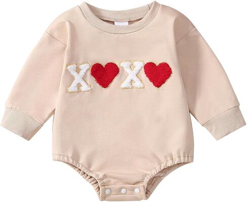 Baby Girl Valentines Day Outfit Towel Embroidery Bubble Romper Toddler First Valentines Day Clothes in Saudi Arabia