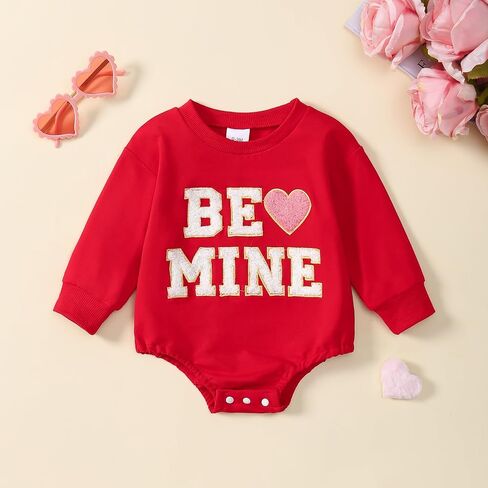 Baby Girl Valentines Day Outfit Towel Embroidery Bubble Romper Toddler First Valentines Day Clothes in Saudi Arabia