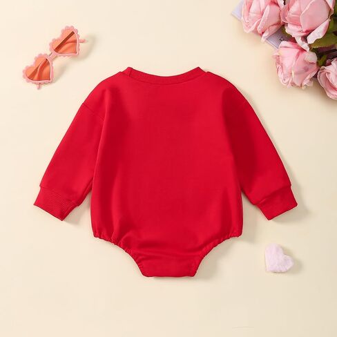 Baby Girl Valentines Day Outfit Towel Embroidery Bubble Romper Toddler First Valentines Day Clothes in Saudi Arabia