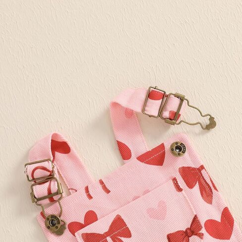 Valentines Baby Girl Outfit Toddler Overalls Shorts Love Heart Romper Jumpsuit Little Girl Valentines Day Clothes in Kuwait