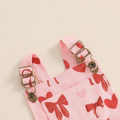 Valentines Baby Girl Outfit Toddler Overalls Shorts Love Heart Romper Jumpsuit Little Girl Valentines Day Clothes in Kuwait