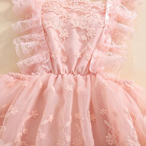 Newborn Baby Girl Romper Dress Lace Floral Sleeveless Tulle Dress with Headband Infant Summer Mesh Jumpsuits in Kuwait