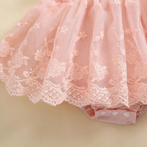 Newborn Baby Girl Romper Dress Lace Floral Sleeveless Tulle Dress with Headband Infant Summer Mesh Jumpsuits in Kuwait