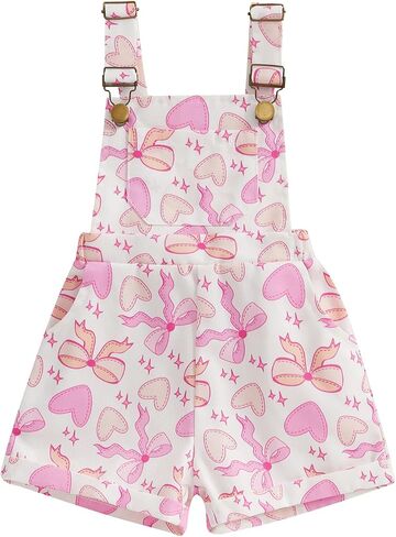 Valentines Baby Girl Outfit Toddler Overalls Shorts Love Heart Romper Jumpsuit Little Girl Valentines Day Clothes in Kuwait