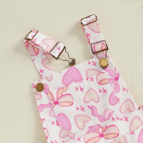 Valentines Baby Girl Outfit Toddler Overalls Shorts Love Heart Romper Jumpsuit Little Girl Valentines Day Clothes in Kuwait