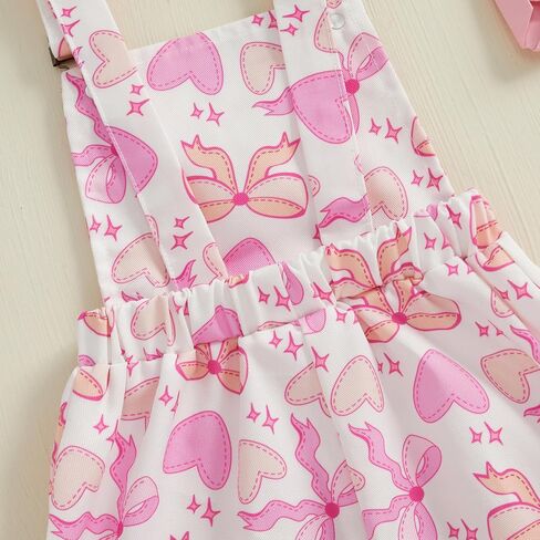 Valentines Baby Girl Outfit Toddler Overalls Shorts Love Heart Romper Jumpsuit Little Girl Valentines Day Clothes in Kuwait