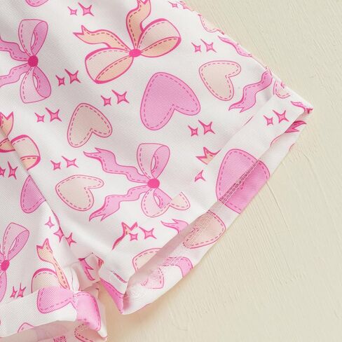 Valentines Baby Girl Outfit Toddler Overalls Shorts Love Heart Romper Jumpsuit Little Girl Valentines Day Clothes in Kuwait