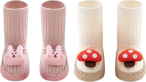 Baby Booties Sock Shoes Baby Girls Toddler slippers Girls Soft Boots Infant Non-Slip Crib Shoes Kids House Boots 2 Pairs in Saudi Arabia