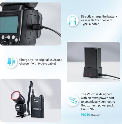 Godox V1Pro-C USA Version Camera Flash Speedlite V1Pro-CU for Canon, with Detachable Sub Flash, USB-C Charge Battery, 2.4G X Wireless HSS TTL Flash for Canon R5 R6 R7 R8 RP R M50 M5 M3 6D 7D 5D in Saudi Arabia