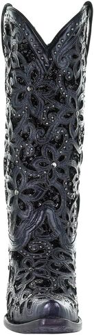 Corral Ladie's Black inlay & Embroidery & Studs ، Snip Toe ، Leather Sole ، Western ، A3752 in Kuwait