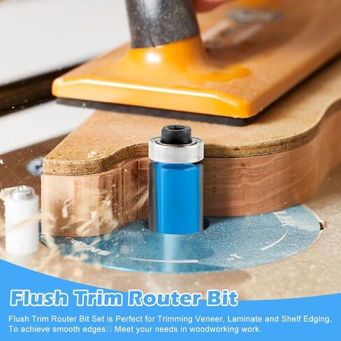 4pcs بت vlush trim trim ، 1/4 بوصة ساق أسفل الحامل محمولة القطع قطع قطعة التوجيه لتخليص الحفر الحافة الحافة الخشبية ، 1/4 "، 5/16" ، 3/8 "، 1/2" القطع قطرها in Kuwait