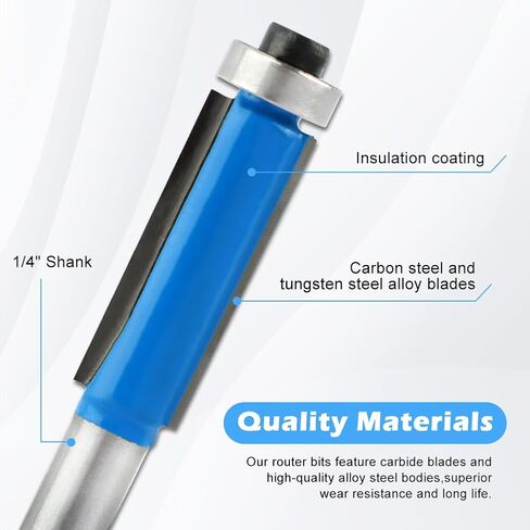 4pcs بت vlush trim trim ، 1/4 بوصة ساق أسفل الحامل محمولة القطع قطع قطعة التوجيه لتخليص الحفر الحافة الحافة الخشبية ، 1/4 "، 5/16" ، 3/8 "، 1/2" القطع قطرها in Kuwait