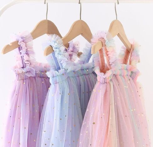 Baby Girls Tulle Tutu Dress Summer Birthday Party Babydoll Dresses Size 6M-5T in Kuwait