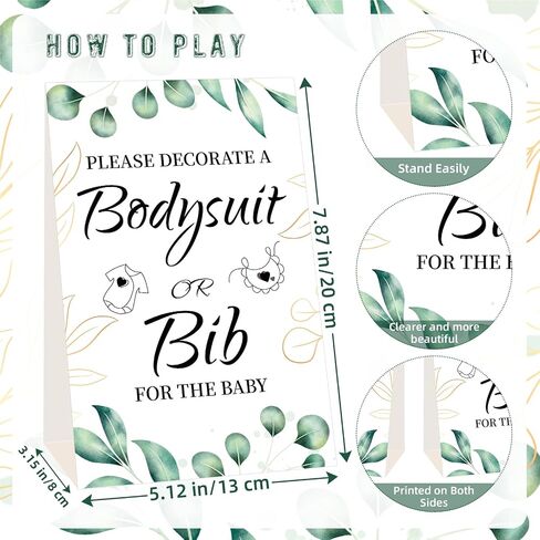 Bibs Bodysuits Baby Shower Game Sign Set Newborn Onesies Feeder Gift Fabric Marker Stencils Kit in Saudi Arabia