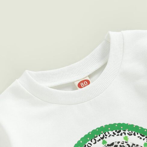 Toddler Baby Girl St Patricks Day Outfits Lucky Babe Long Sleeve Sweatshirt Green Flared Pants Set 2Pcs Clothes Set in Kuwait
