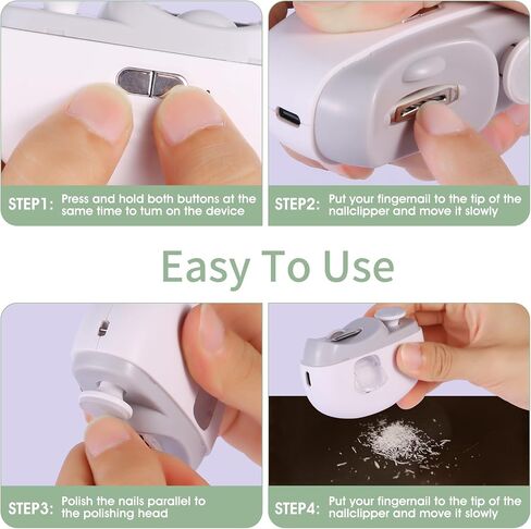 2-in-1 Clipper & Polisher-تلقائي ، ضوضاء منخفضة ، تقليم مسمار قابل لإعادة الشحن مع الماسك الأظافر المدمج-مثالي للأطفال وكبار السن ، وتلك مع البراعة المحدودة in Kuwait