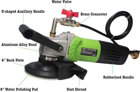 800 واط رطبة التلميع ، مطحنة متغيرة السرعة الرطبة ، مجموعة تلميع الجرانيت مع مقبض مساعد و 7 × 4 بوصات من الصنفرة الماس لالتصاق بتلميع الحجر البولندية الخرسانية الخرسانية العازلة in Kuwait