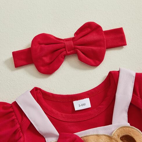 Adobabirl Baby Girl Valentines Day Asfit Long Sleeve Romper Love Heart Tulle Tulle Skirt Valentines Day Dyr in Kuwait