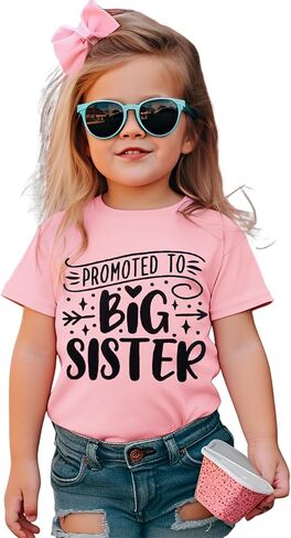 Big Sister Toddler Shirt Baby Girls Promoted to Big Sister Announcement Tshirt New Sibling Reveal Tops Outfits in Saudi Arabia