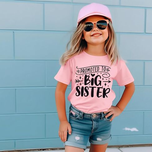Big Sister Toddler Shirt Baby Girls Promoted to Big Sister Announcement Tshirt New Sibling Reveal Tops Outfits in Saudi Arabia