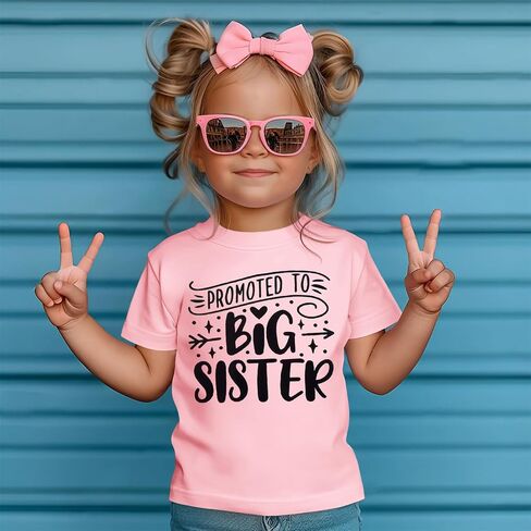 Big Sister Toddler Shirt Baby Girls Promoted to Big Sister Announcement Tshirt New Sibling Reveal Tops Outfits in Saudi Arabia