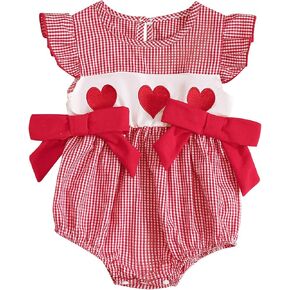 My First 4th of July Baby Girl Outfit Infant Plaid Bubble Romper Shamrock Embroidery Irish Day Spring Clothes