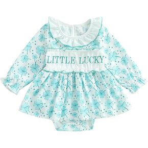 MoZiKQin Baby Girl Ruffle Romper Newborn Dress Long Sleeve Letter Bowknot Doll Collar Bodysuit Skirt Cute Spring Clothes