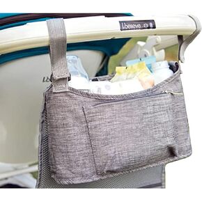 Simple Being Baby Stroller Organizer, Universal Fit Storage Compartments Travel Accessories Bag (Grey)