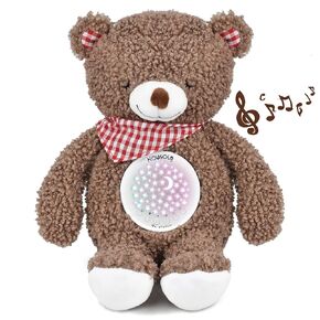 Baby Sleep Soother, White Noise Rechargeable Baby Projector Night Light, Portable Sound Machine with 18 Soothing Sounds, Plush Toy Gifts Bear for Infants with Cry Sensor