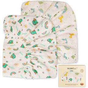 2-Pack Soft Muslin Cotton Crib Sheets, Fitted for Standard Crib Mattress (52"x28"), Breathable & Gentle Baby Bedding (Rabbit & Pink)