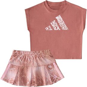 adidas baby-girls Sleeveless Box Top and Aop French Terry Skort Set
