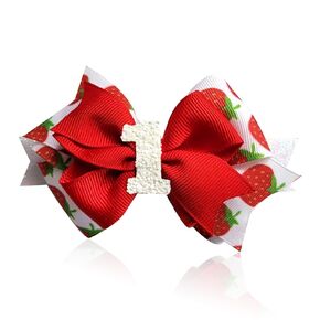 Strawberry Bow Hair Clips for Baby Girls, Girls 1st Birthday Party Decoration Alligator Hair Clips Bow Cute Duckbill Red Bow Hair Barrettes Bow Hair Accessories for Girls Toddlers Baby Shower Gifts