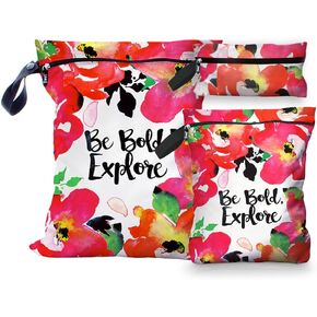 S'WET by GLEENER | Wet/Dry Travel Laundry Bag | Waterproof Tote for Sweater Gym Gear, Swimsuits and Towels, Cloth Diapers or Baby Clothes, toiletries & Electronics | Bundle of 3 (Be Bold)