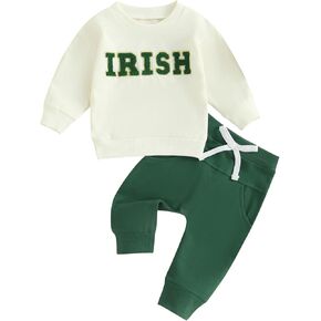 Toddler Baby Boy Girl St. Patricks Day Outfit Embroider Print Shirt Sweatshirt Pants Set St. Patricks Irish Clothes in Kuwait