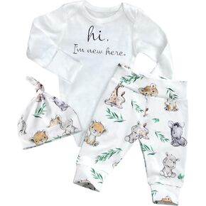 WIQI Newborn Boy Clothes Letter Print Long Sleeve Romper+Cute Animal Pants With Hat 3PCS Baby Boy Fall Winter Outfits